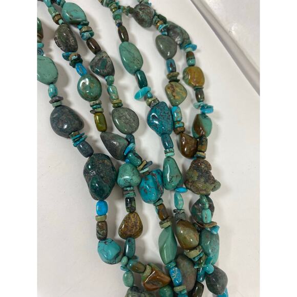 Native American Navajo Multi-Strand Turquoise Necklace - Picture 3 of 5